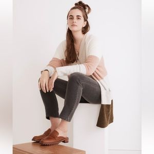 Madewell Kent Colorblock Cardigan Size Small Pink Cream Olive